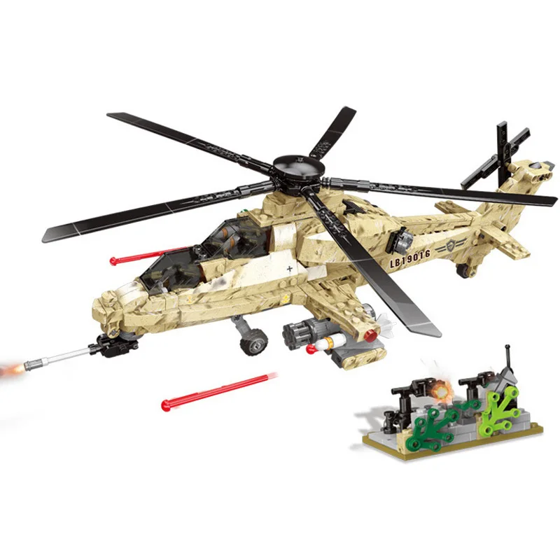

06025 Military Series MOC Bricks Toys Arms WW2 Type WZ 10 Gunship Fighter Model Building Blocks With Figures Kids Gift