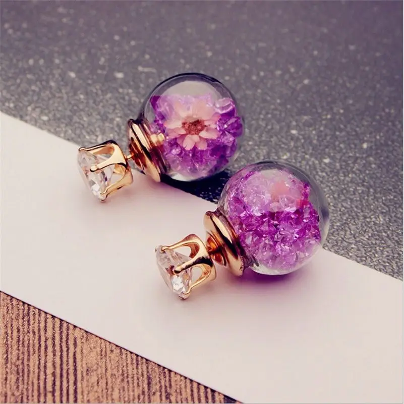 

1Pair Fashion Women Lady Elegant Flower Rhinestone Glass Ear Stud Earrings