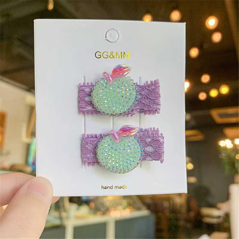 

2Pcs/lot New Cute Bright Fruit Grape Princess Headwear Kids Hairpin Clip Children Ropes Girls Accessories Baby Headdress