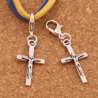 crucifix cross religious lobster claw clasp charm beads 13x38 2mm 28pcs zinc alloy jewelry diy c483