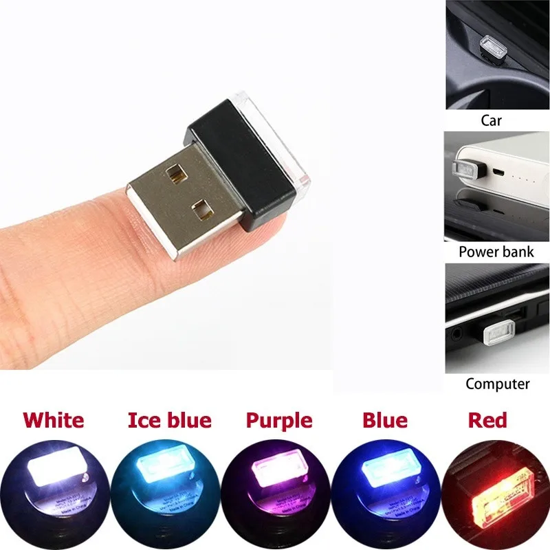 Миниатюрный USB светодиодный внутренсветильник свет для автомобиля неоновая