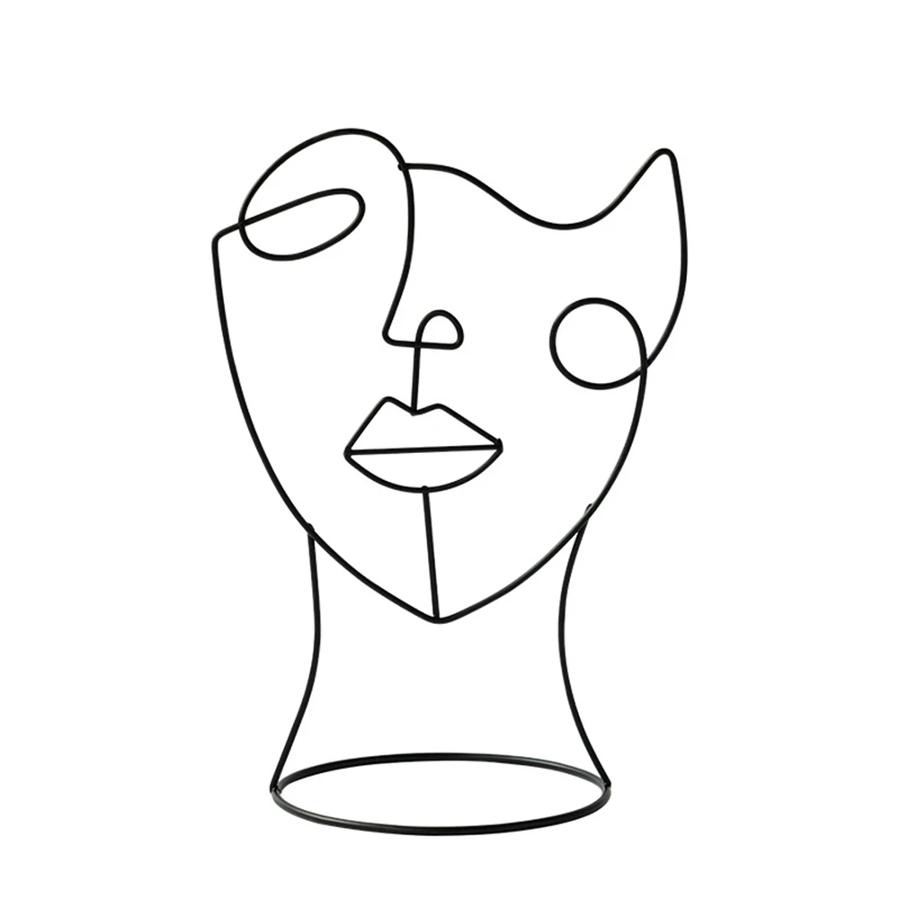 

Фигурка из металла, с изображением лица, нестандартная, черная, украшение для лица, абстрактная, для хранения шляп, TW017