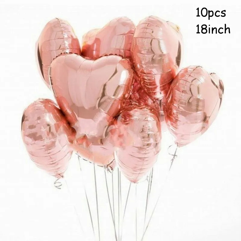 18inch rose gold 10 шт./лот, 18 дюймов, розовое золото, сердце, фольга, шары, свадьба, день рождения, вечеринка, декор для детского душа, принадлежности, подарки на день Святого Валентина - Цвет: 18inch rose gold