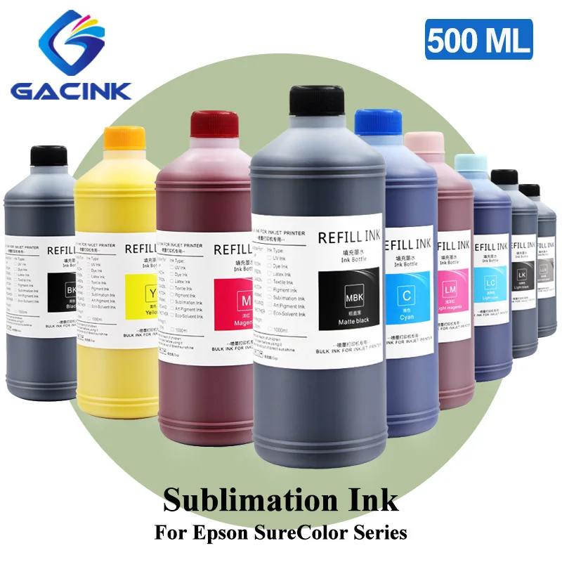 

GACINK 500ML Sublimation Heat Transfer Ink For Epson SureColor SC-570 F170 F570 SC-F7280 SC-F6000 SC-F6200 SC-F6280 DX5 DX6 DX7