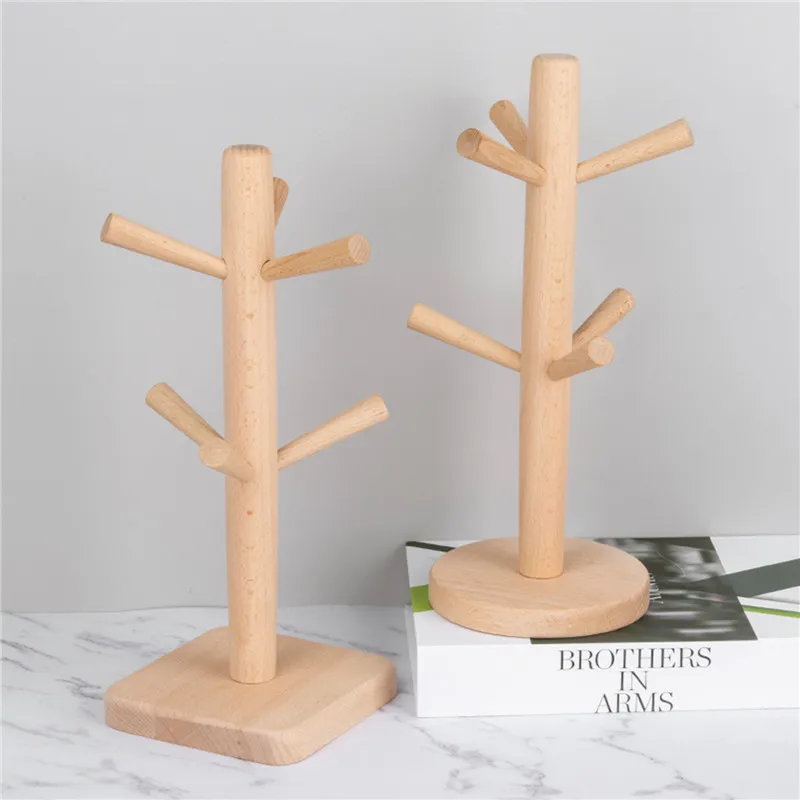 Деревянный держатель для кружки с деревом подставка чашек настольный крючки чая