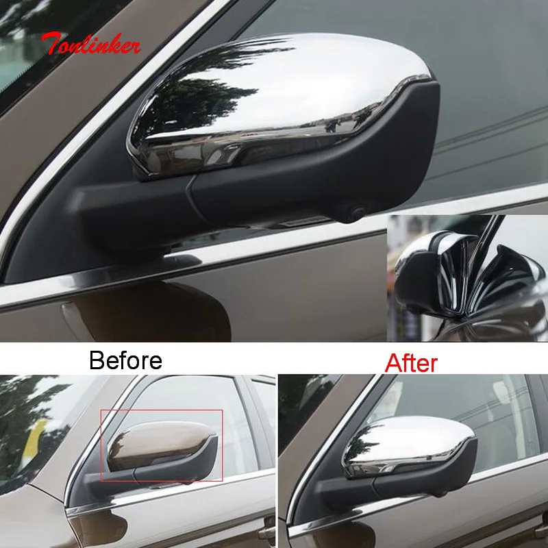 

Tonlinker Exterior Car Rear view mirror/rain eyebrow Cover sticker For Geely Atlas 2016-19 Car Styling 2 PCS ABS Covers sticker