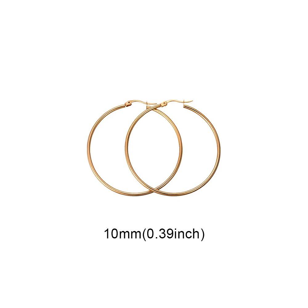 10mm gold Модные серебряные серьги-кольца из нержавеющей стали для женщин 10 мм 80 мм Большой Круг круглая петля креольские серьги ювелирные изделия Букле д 'ореиль - Окраска металла: 10mm gold
