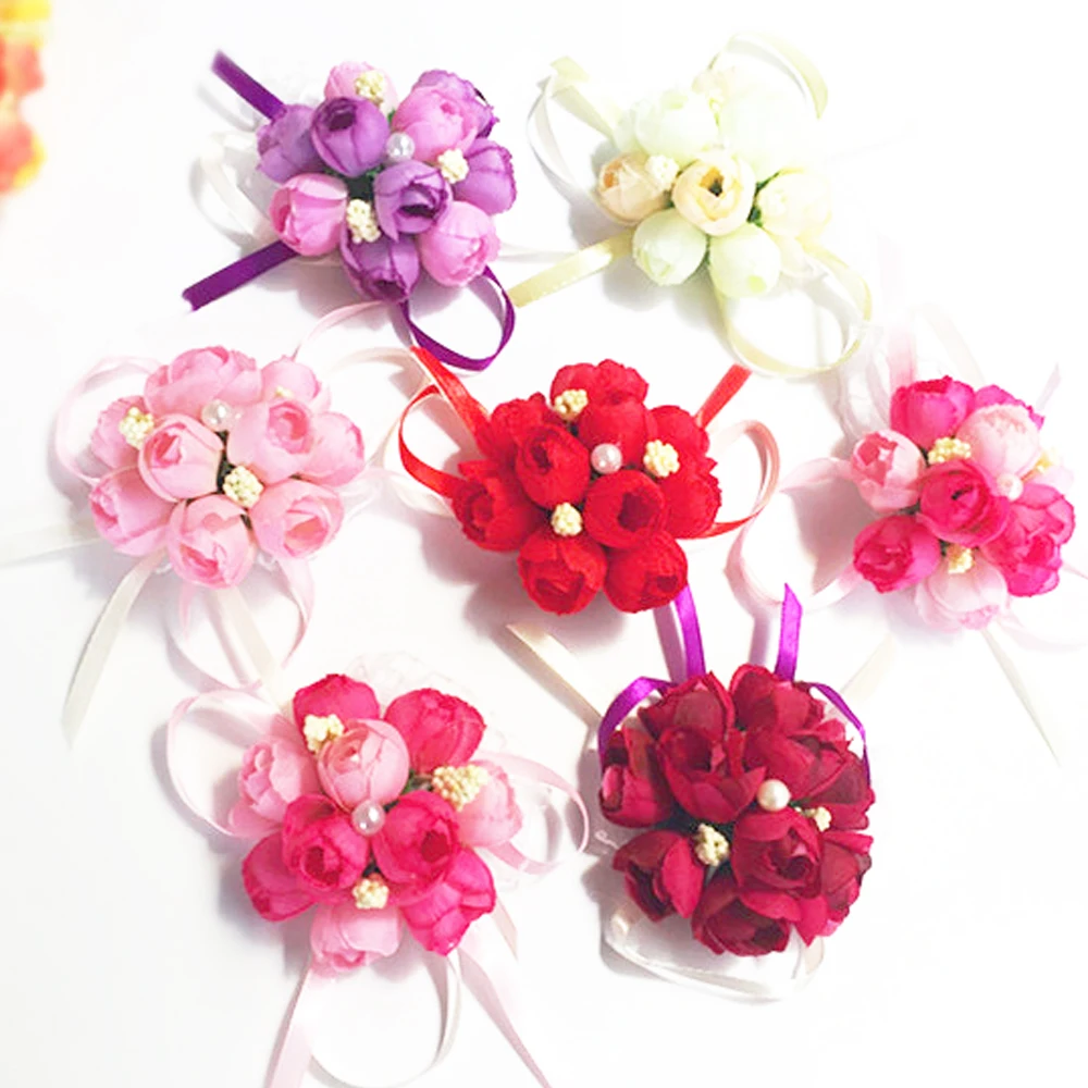 Распродажа свадебная брошь с имитацией цветка на запястье тканевая для подружки