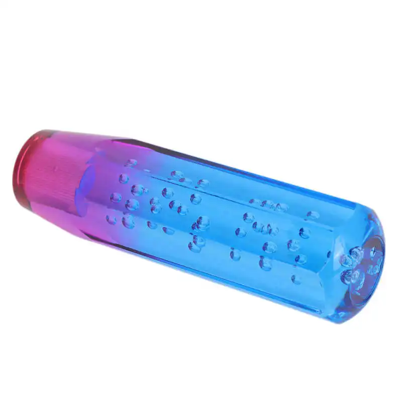 

Manual Shift Knob 5.9in Shift Knob Gear Stick Shifter Crystal Bubble Purple Blue with 2 Threaded Adapters Universal