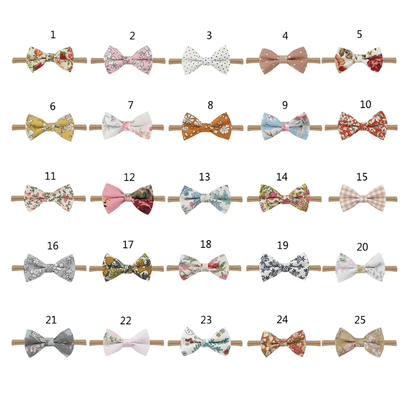 

Princess Bowknot Headband Cute Printing Baby Elastic Hair Band Soft Cotton Headwear for Newborn Infants Girls Hair Accessories