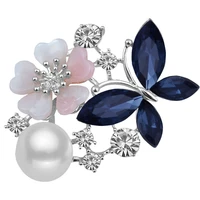 juemilly trendy crystal butterfly conches flower pearl brooches for women fine gift jewelry