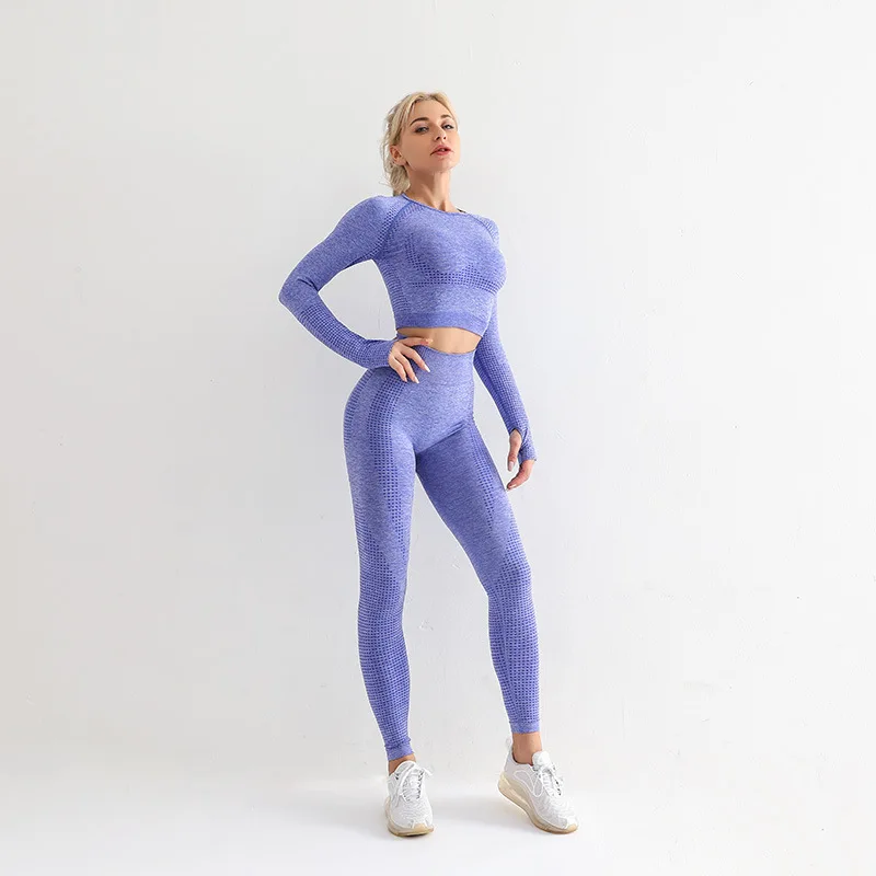 

2021 New Women Vital Seamless Yoga Set Fitness Clothing Sportswear Ladies Gym Push Up Leggings Cropped Shirts Sports Suits