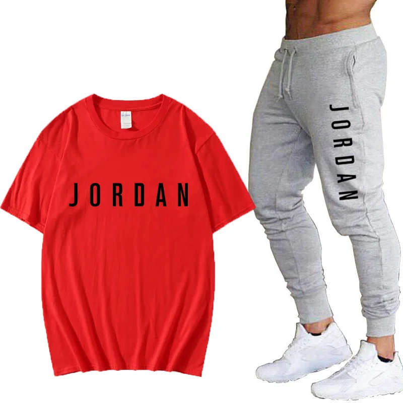 

2021 summer new T-shirt + sports pants casual 2 piece combination, men's casual suits, men's sports suits