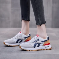 running shoes color matching forrest gump shoes retro style distressed lace up female platform sneakers women running shoes