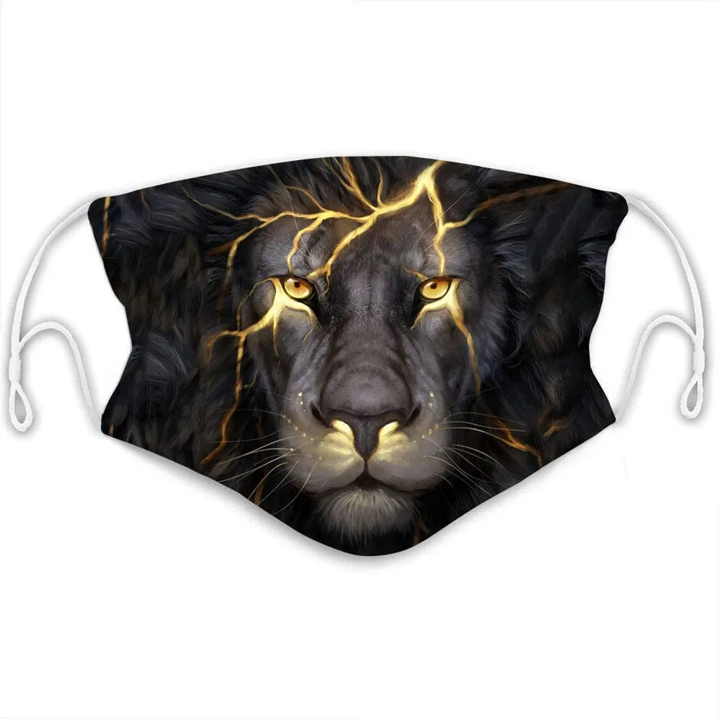 Маска для лица с цифровым принтом волк взрослых 2-слойная Защитная Пылезащитная