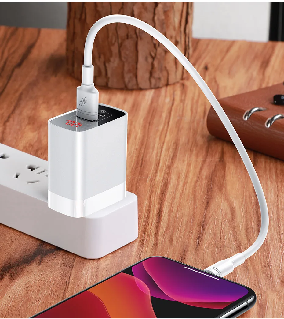 Baseus светодиодный дисплей USB зарядное устройство для мобильного телефона адаптер питания для iPhone samsung xiaomi настенная Быстрая зарядка розетка США вилка универсальная