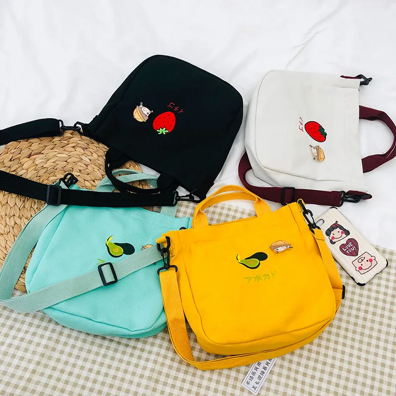 Милая маленькая сумка для девочек с вышитыми фруктами авокадо клубничным узором