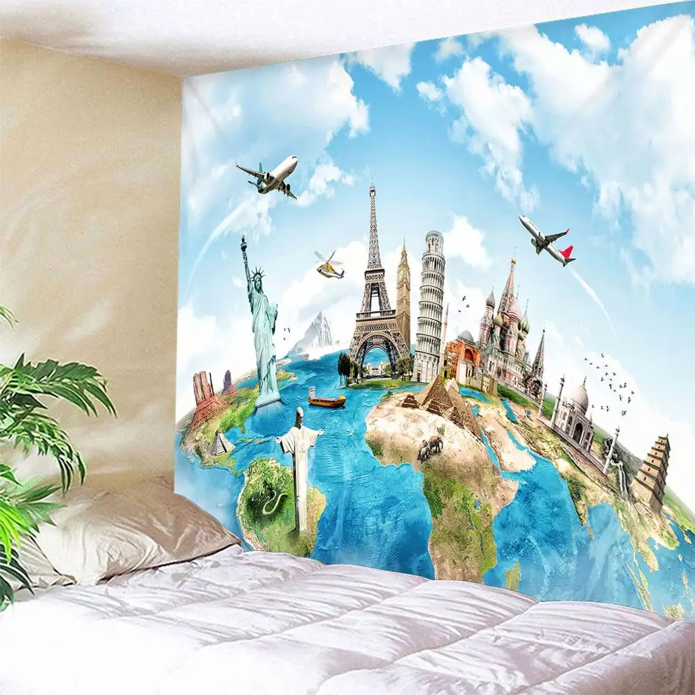 

Custom 3D Round Earth Wall Hanging Tapestry Building Mattress Bedspread 6 SizesThrow Cover Camping Tent Home Decor Dropship