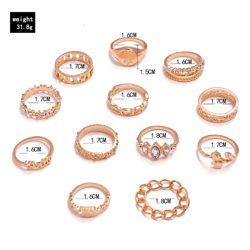 12 шт./компл. богемные женские кольца на палец в виде цветка тюльпана со стрелками