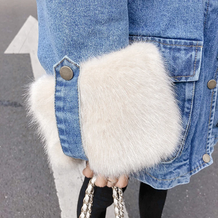 

2020 Winter New Womens Clothing Jeans Jacket Fashion Style Korean Loose Warm Thick Plus Velvet Bomber Denim Coats Female Jaqueta