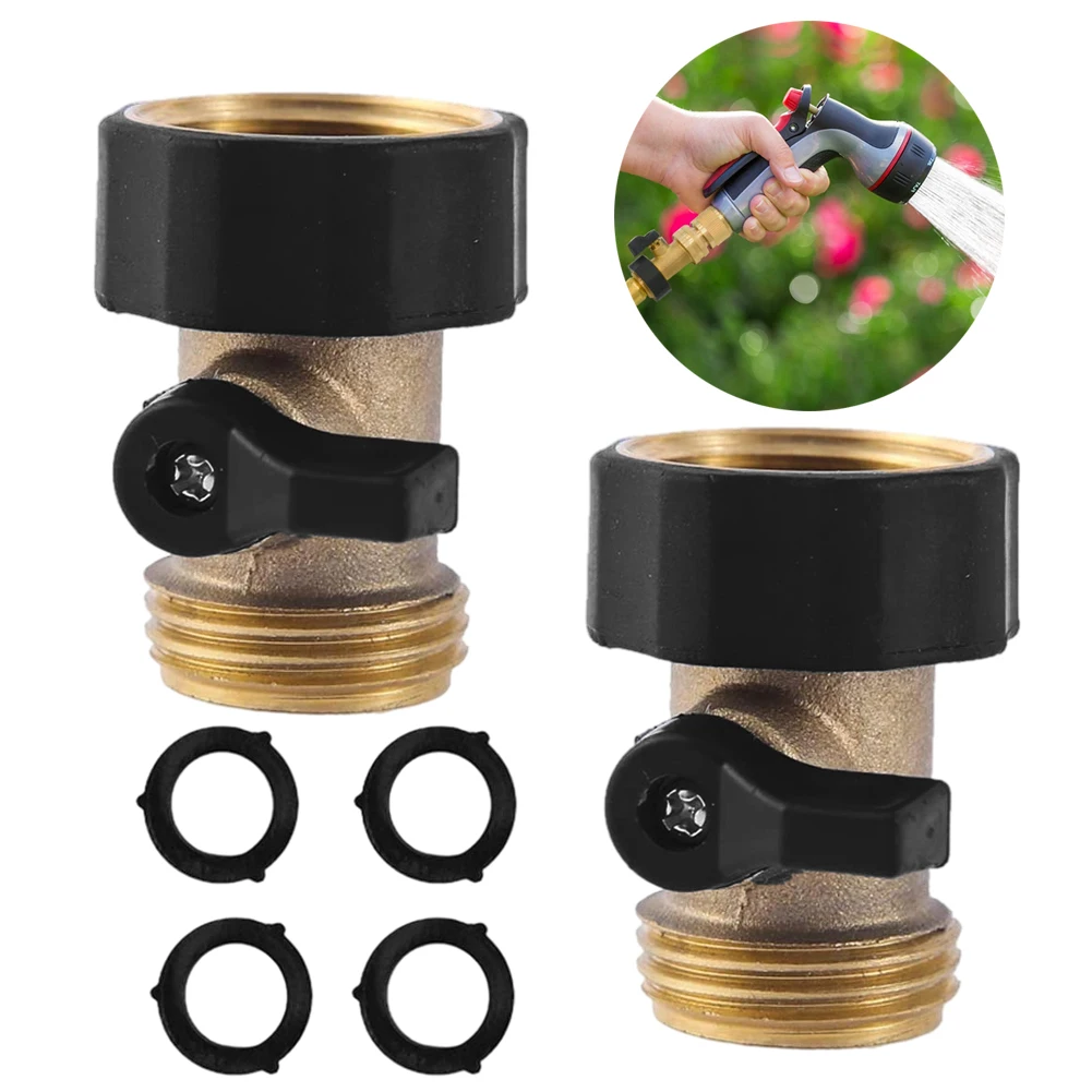 

Латунный запорный клапан, 2 шт., 3/4 дюйма, для водопроводного шланга, Съемный клапан с дополнительными шайбами, водосберегающий, для ручной ра...