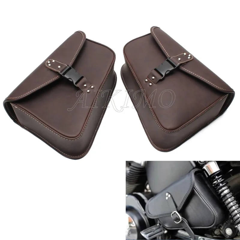 Коричневая мотоциклетная кожаная седельная сумка боковая для инструментов