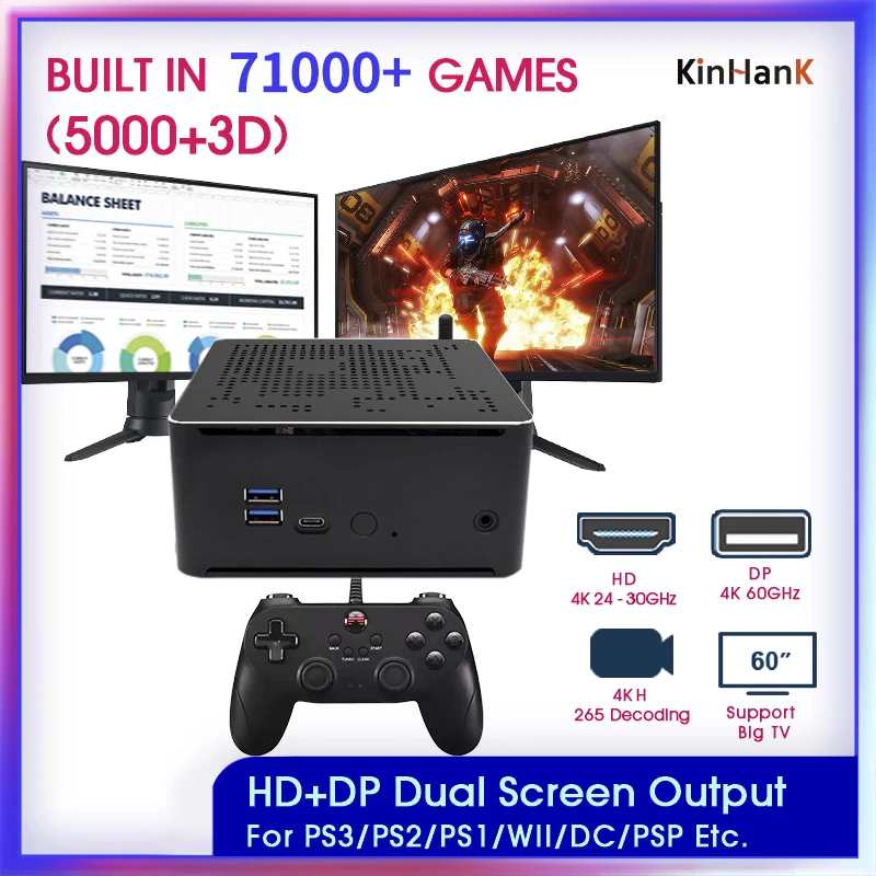 Супер консоль ПК Коробка для PS3/PS2/PS1/WII/DC 71000 + игры мини с двойным экраном выход 2T HDD