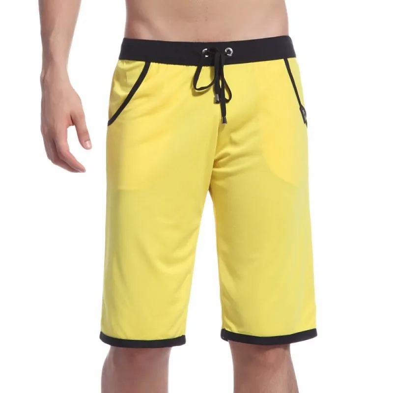Yellow Модные мужские шорты пять дышащие быстросохнущие свободные шорты для фитнеса Баскетбол пять шорты для дома - Цвет: Yellow