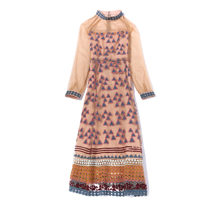 

Embroidery Luxurious Elegant Vestidos Pastel Retro Robe High Slim Waist A-line Party Dress Women Trendy Net Yarn Sexy Ukraine