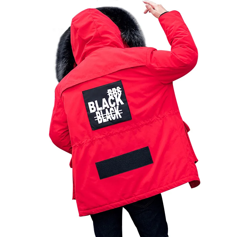 Мужской пуховик с капюшоном AYUNSUIE толстая парка большого размера воротником из