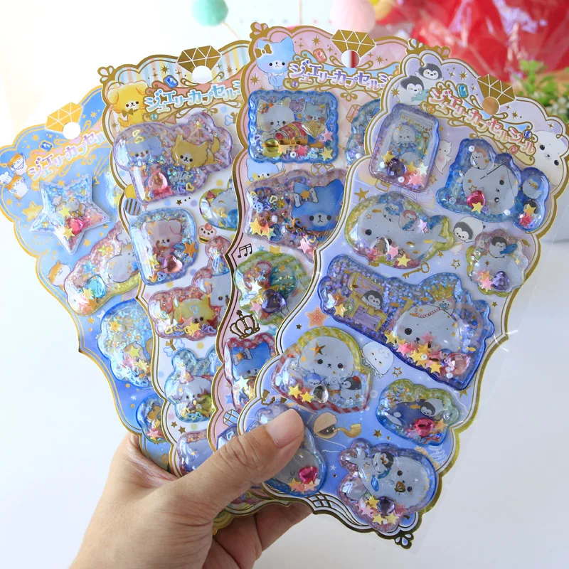 

1set/1lot Kawaii Stationery Stickers Cartoon sequins shake sticker Decorative Mobile Stickers Scrapbooking DIY Free shipping