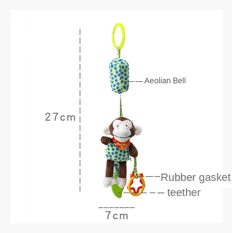 

Cartoon Animals Plush Soft Baby Rattles Car bed Bell baby toys 0 12 months Educational Musical Teether Bell Rattles Toys For Kid
