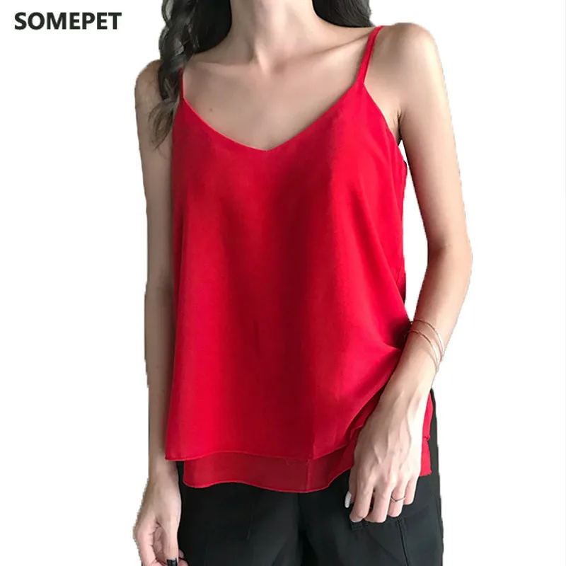 

Tank Top Women Chiffon Halter Top Women Summer Woman V Neck Camis Vest Korean Woman Streetwear Tops Plus Size Sexy Halter Shirts