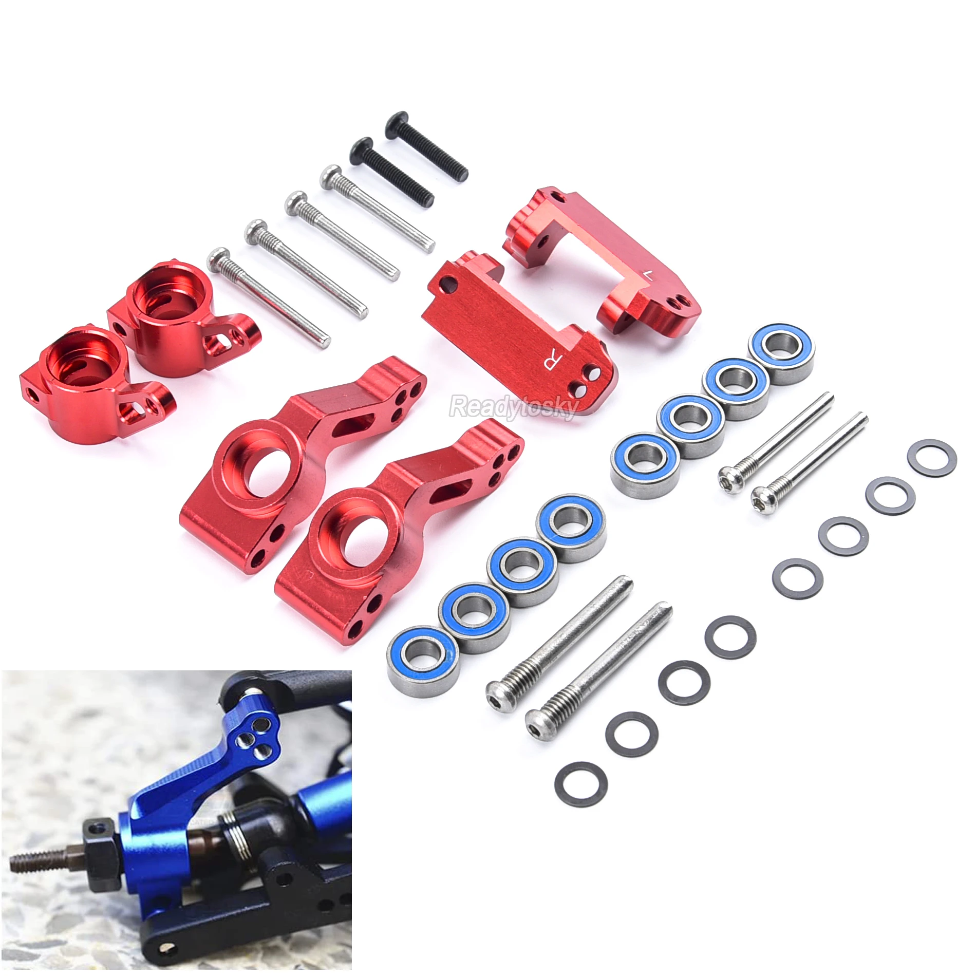 

Front Caster Block Steering Blocks and Rear Stub Axle Carriers kit with Ball Bearings Upgrade Parts for 1/10 Traxxas 2WD Slash