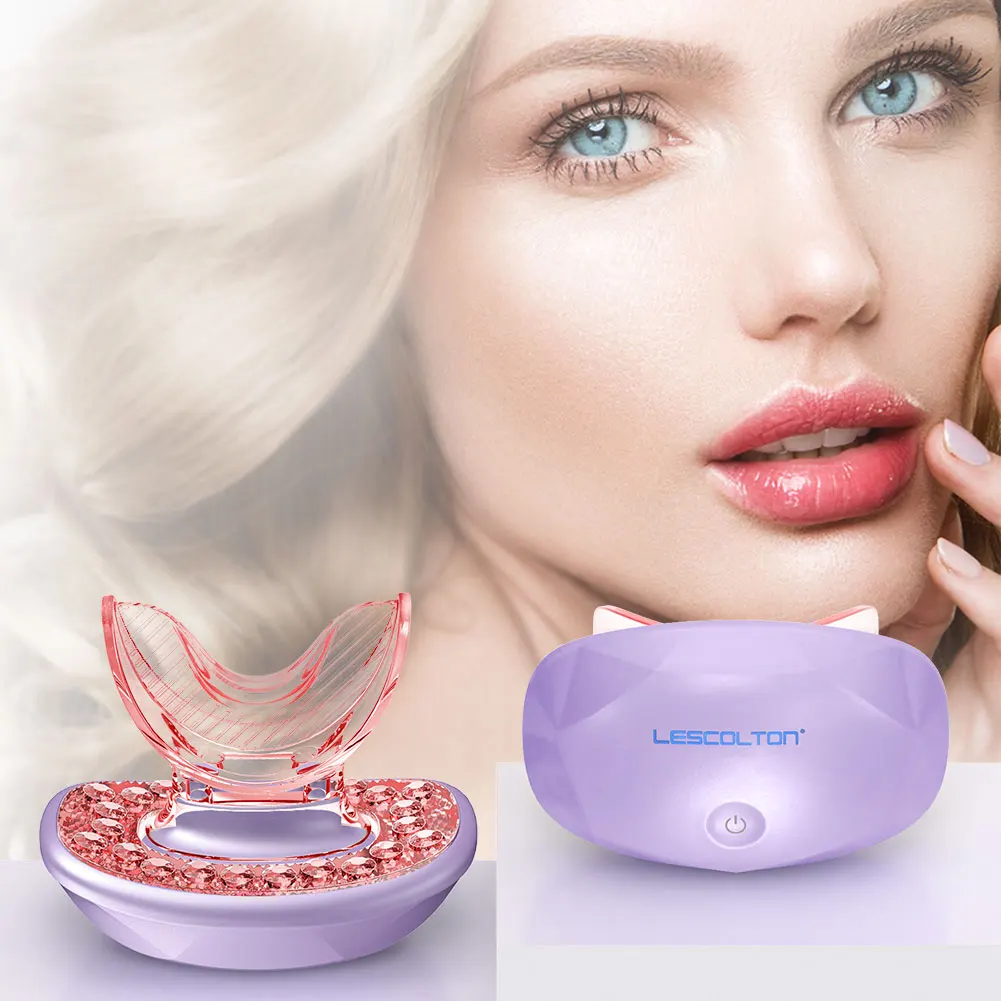 

LESCOLTON Lip Plumper Device Rechargeable LED Light Therapy Lip Enhancer Fuller Lips Anti-age Silicone Lip Care Tools for Women