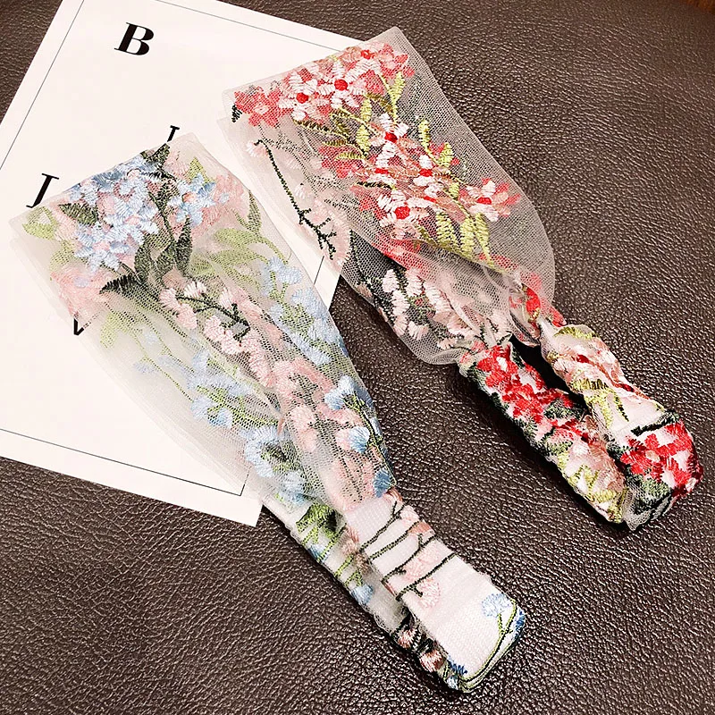 Женская шифоновая повязка на голову с цветочной вышивкой 2020| |