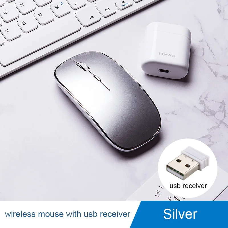 Беспроводная мышь для Macbook air 13/pro 13 Bluetooth мышь для huawei Xiaomi ноутбук перезаряжаемая ПК Бесшумная игровая мышь sem fio мыши - Цвет: Wireless silver