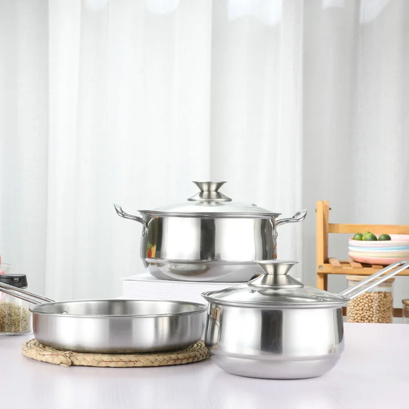 3 шт. антиобжигающие антипригарные наборы посуды бытовые кастрюли из нержавеющей