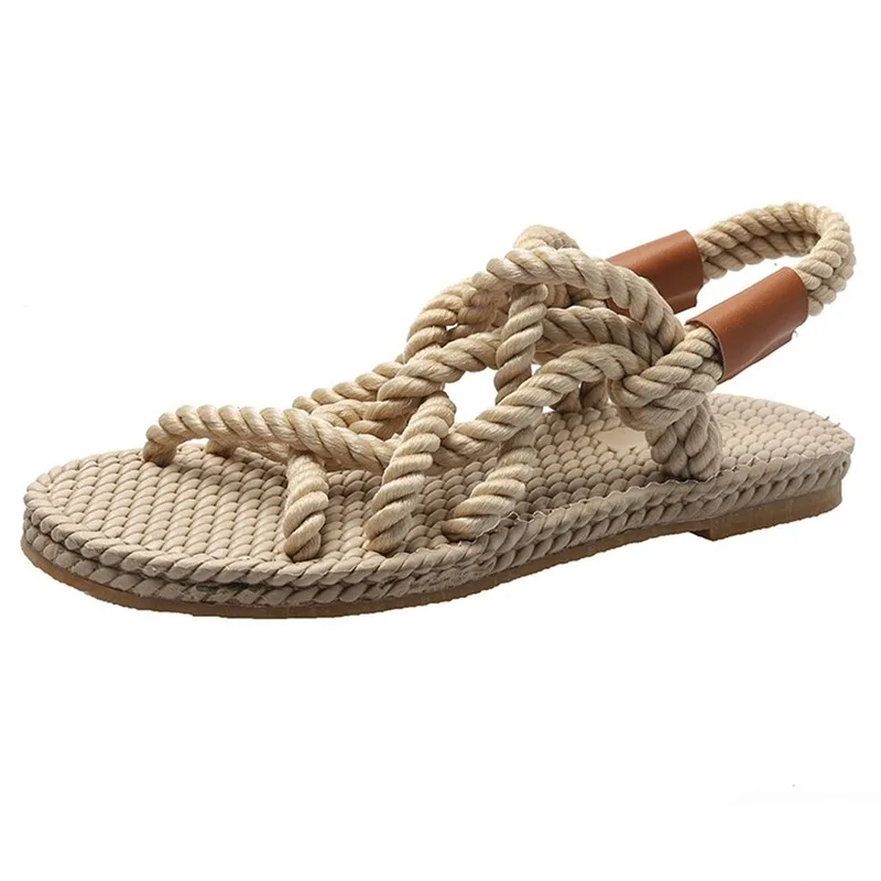 

Sandals Women Shoes Braided Rope Casual Style Shoes Handmade Flats Hemp Rope Gladiator Sandals Ladies Sandalias Chaussures Femme