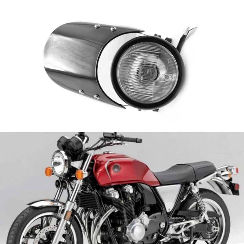 1 Set of Motorcycle Retro Black Metal Grid 35W Halogen Headlight Fairing CG125 GN125 for Cafe Racer Honda | Автомобили и