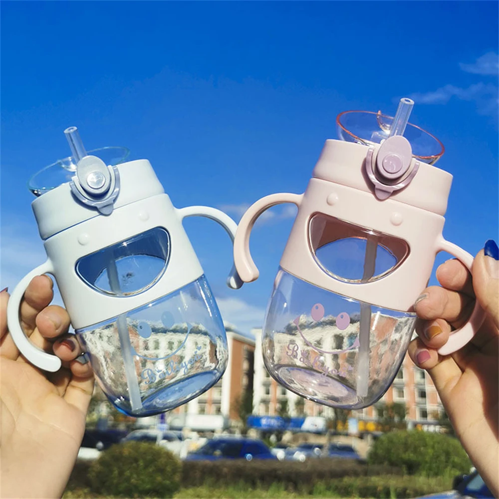 

450ml PP Plastic Water Bottle Cute Smiles Durable Water Bottles For Girls Leak-proof Drinkware BPA Free Student Gift Cup Bottle