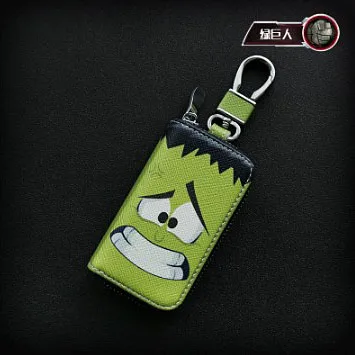 Hulk Чехол для ключей с героями мультфильмов и супергероями, маленькие кошельки для ключей, Марвел, летучая мышь, Человек-паук, Железный человек, кожаная сумка для ключей, милые брелки на молнии - Цвет: Hulk