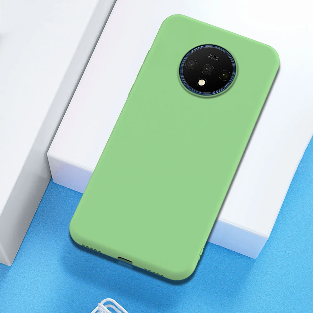 Зеленый Для Oneplus 7T Pro чехол Роскошный жидкий силиконовый мягкий защитный чехол для Oneplus 7 Pro Чехол для Oneplus 7 противоударный чехол Funda - Цвет: Зеленый