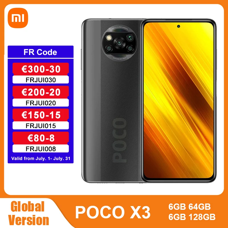 

Global Version Xiaomi POCO X3 NFC Smartphone 6GB 64GB /128GB Snapdragon 732G 6.67'' 64MP Camera 33W Fast Charge 5160mAh Battery