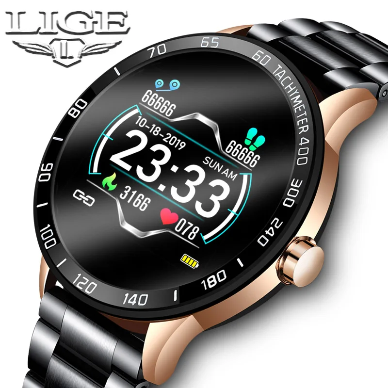 

LIGE 2020 New Smart Watch Men Waterproof Sport Heart Rate Blood Pressure Fitness Tracker Smartwatch Pedometer reloj inteligente