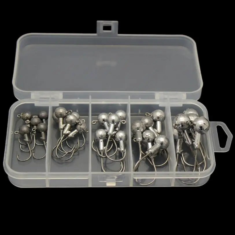 Jig head 25 шт./1 набор 2.5g 3.5g 5g 7 г 10 Head рыболовный крючок для мягкой червь приманки