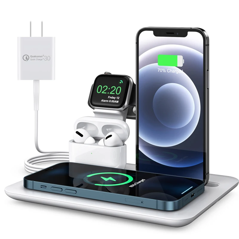 2022 wireless charger for iphone 5 in 1 wireless chargers for apple watch airpods pro fast charger stand for iphon fast charger free global shipping
