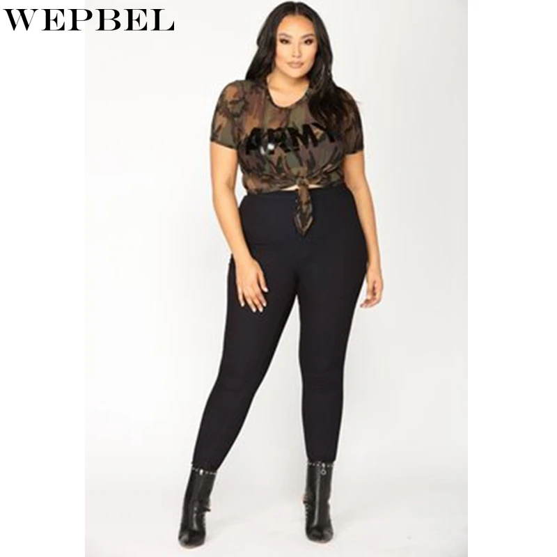 

WEPBEL Long Pants Spring Autumn Mid Waist Button Pencil Pants Plus Size Women's Casual Skinny Stretch Solid Color Trousers