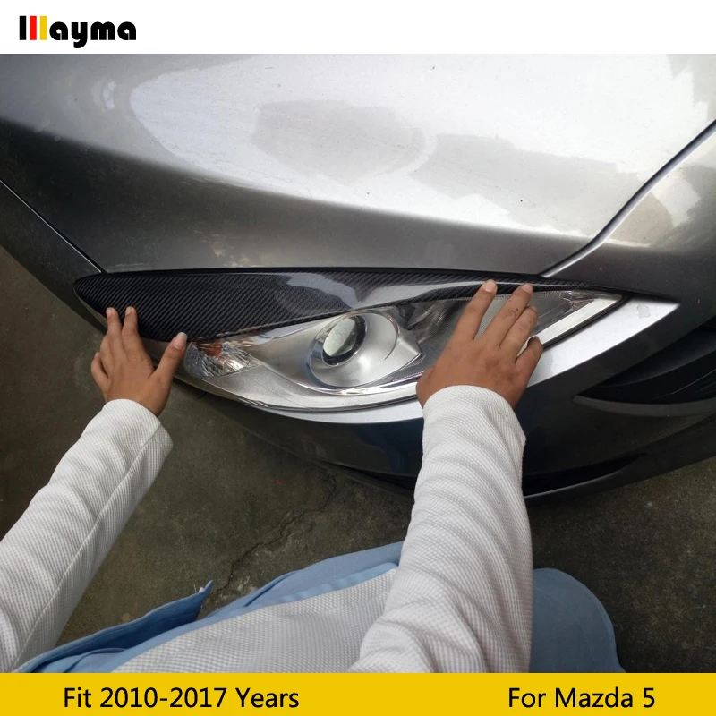 Углеродное волокно накладки на переднюю фару для Mazda 5 2010-2017 стеклянная Праймер