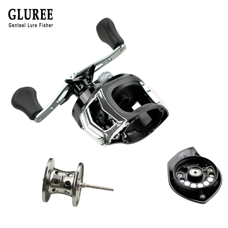 GLUREE baitcasing Рыболовная катушка 17 + 1BB 7 1: 1 220 г с металлической отделкой Серебристая